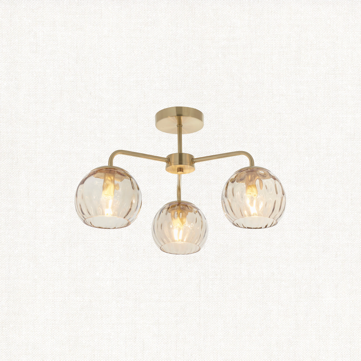 Ripple Three-Light Semi-Flush Ceiling Light in Brushed Brass