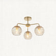 Ripple Three-Light Semi-Flush Ceiling Light in Brushed Brass
