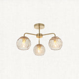 Ripple Three-Light Semi-Flush Ceiling Light in Brushed Brass