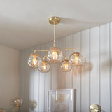 Ripple Five-Light Semi-Flush Ceiling Light in Brushed Brass