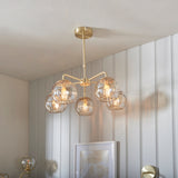 Ripple Five-Light Semi-Flush Ceiling Light in Brushed Brass