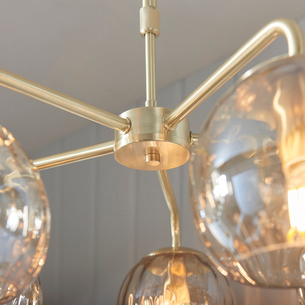 Ripple Five-Light Semi-Flush Ceiling Light in Brushed Brass