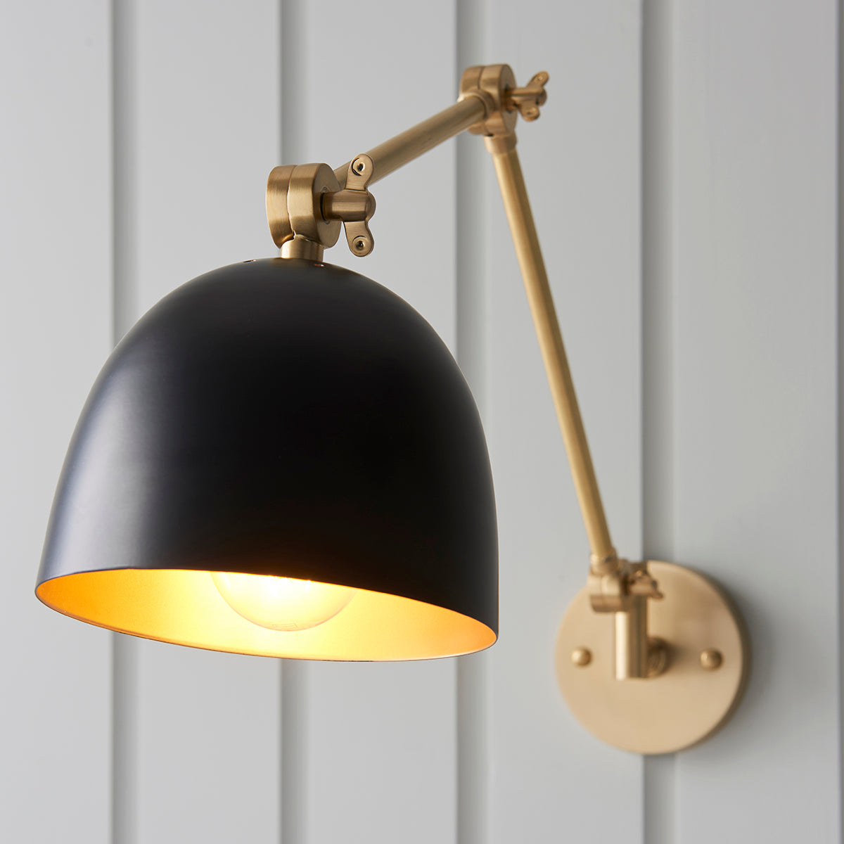Lila Wall Light in Antique Brass and Matt Black