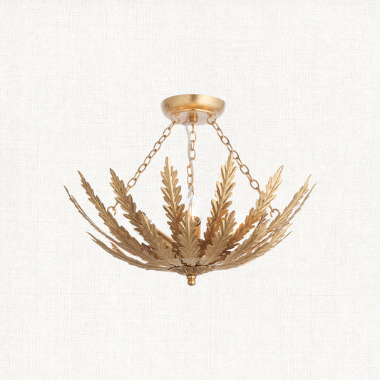 Nola Three Light Flush Light in Gold Leaf