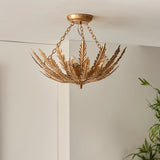 Nola Three Light Flush Light in Gold Leaf