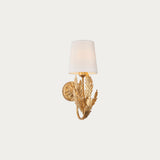 Nola Wall Light in Gold Leaf with Ivory Cotton Fabric Shade