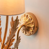 Nola Wall Light in Gold Leaf with Ivory Cotton Fabric Shade