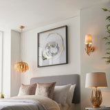 Nola Wall Light in Gold Leaf with Ivory Cotton Fabric Shade