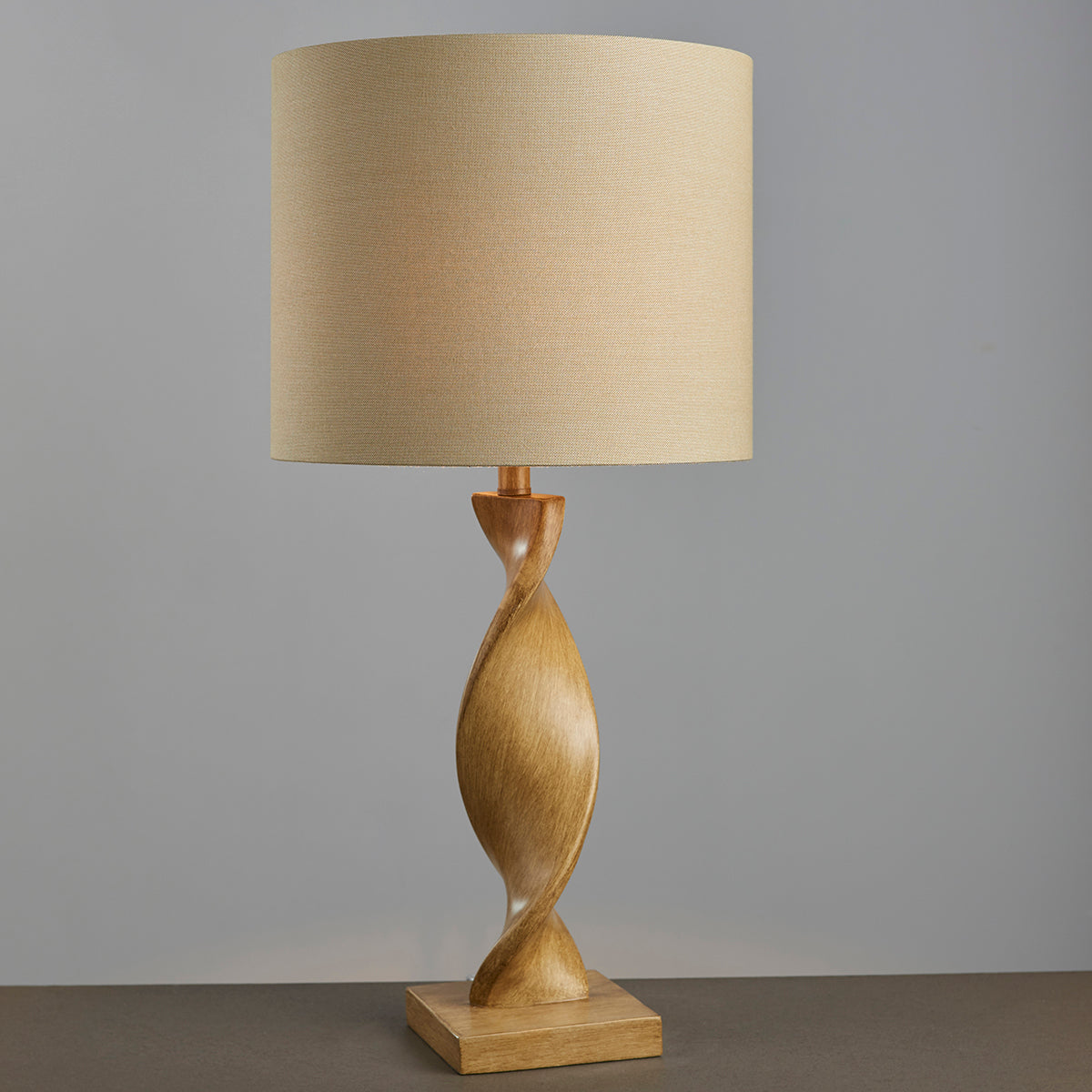 Twisted Table Lamp in Oak