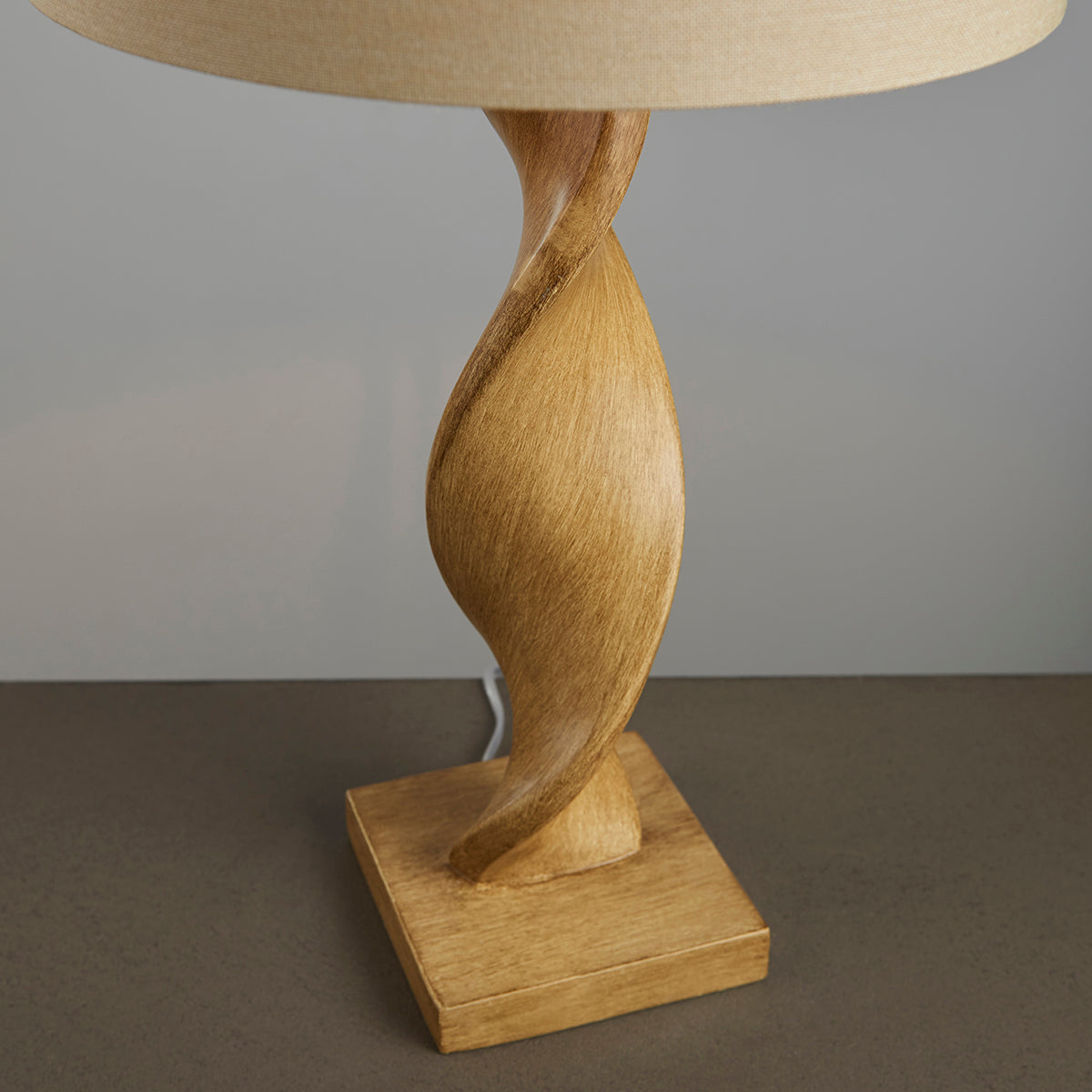 Twisted Table Lamp in Oak