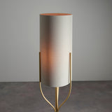 Fabio Floor Lamp in Satin Brass with Natural Linen Shade