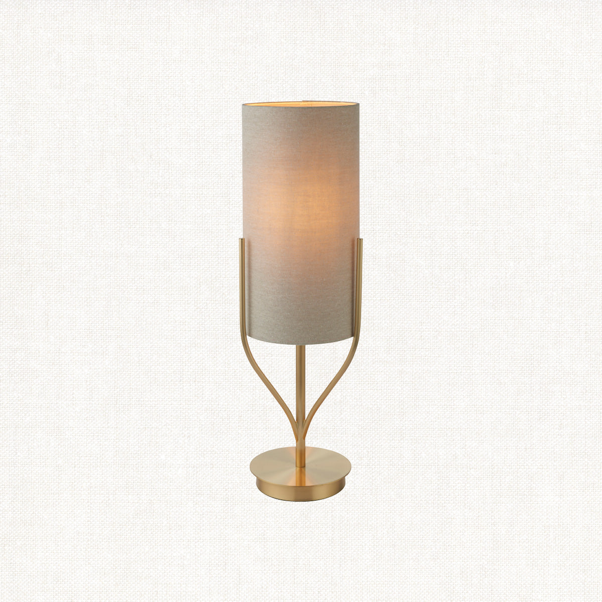 Fabio Table Lamp in Satin Brass with Natural Linen Shade