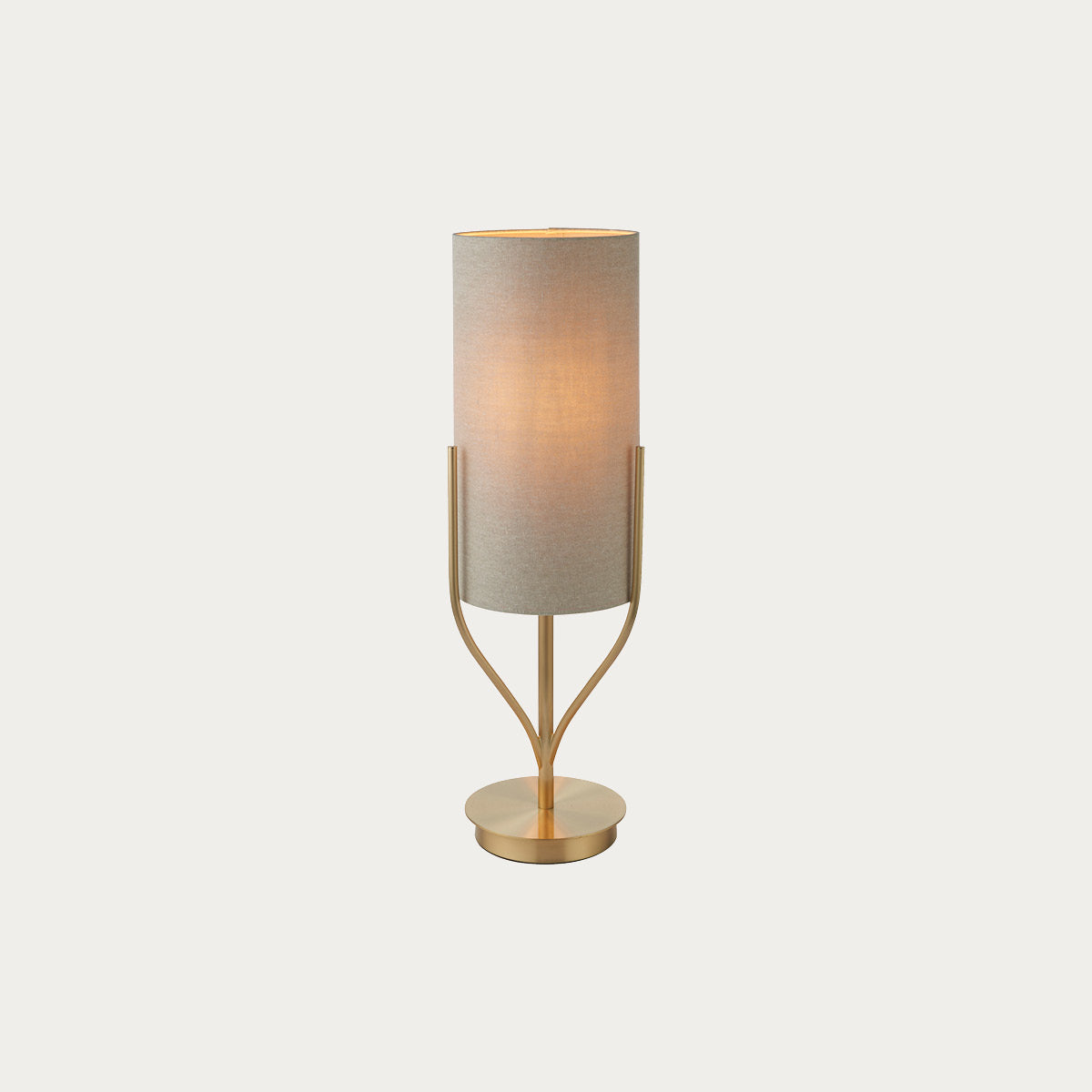 Fabio Table Lamp in Satin Brass with Natural Linen Shade