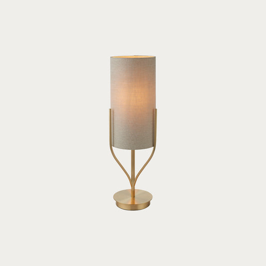 Fabio Table Lamp in Satin Brass with Natural Linen Shade