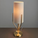 Fabio Table Lamp in Satin Brass with Natural Linen Shade