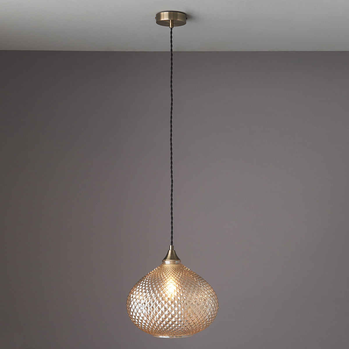 Lottie Champagne Glass Pendant in Antique Brass