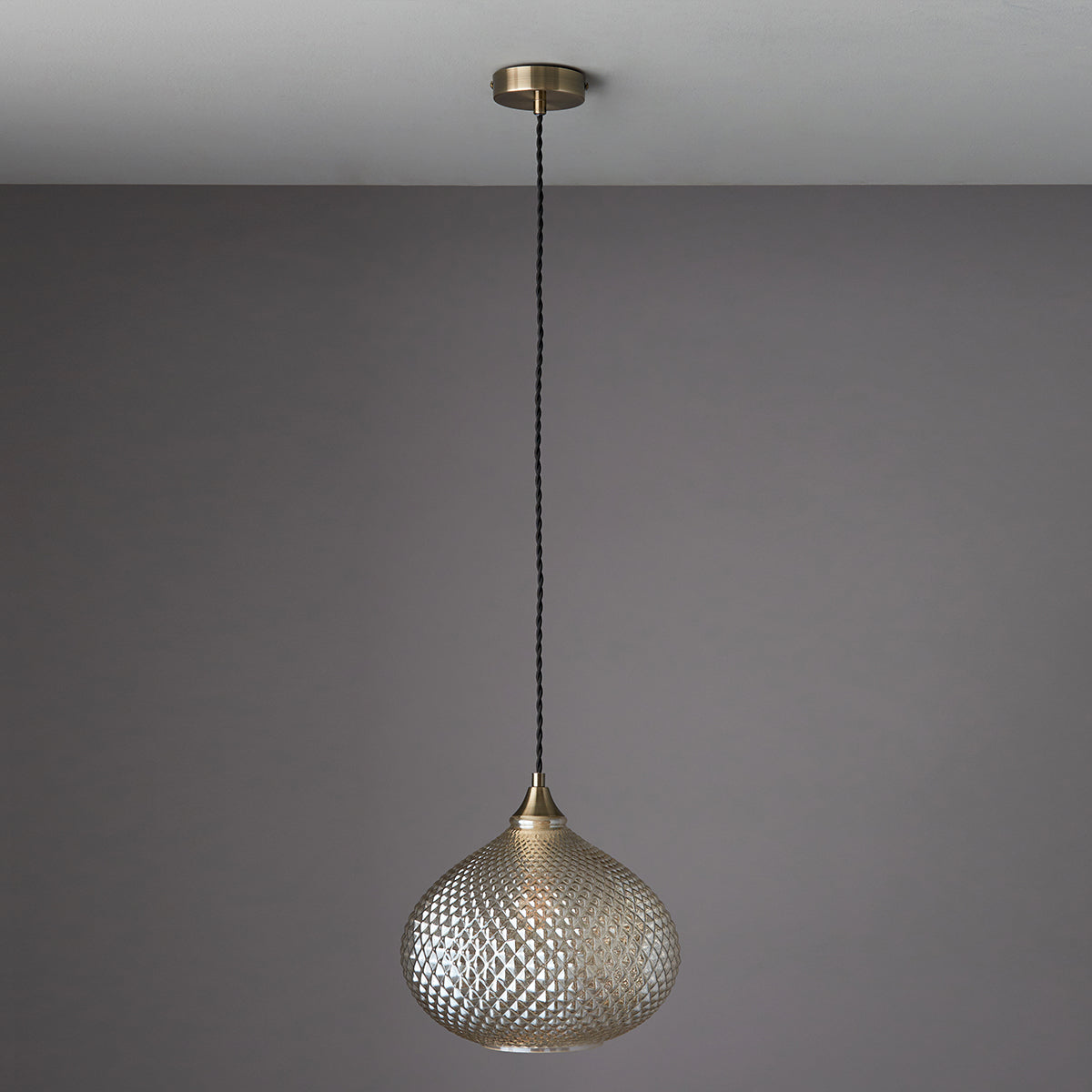 Lottie Champagne Glass Pendant in Antique Brass