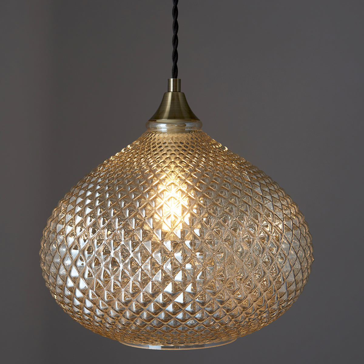 Lottie Champagne Glass Pendant in Antique Brass