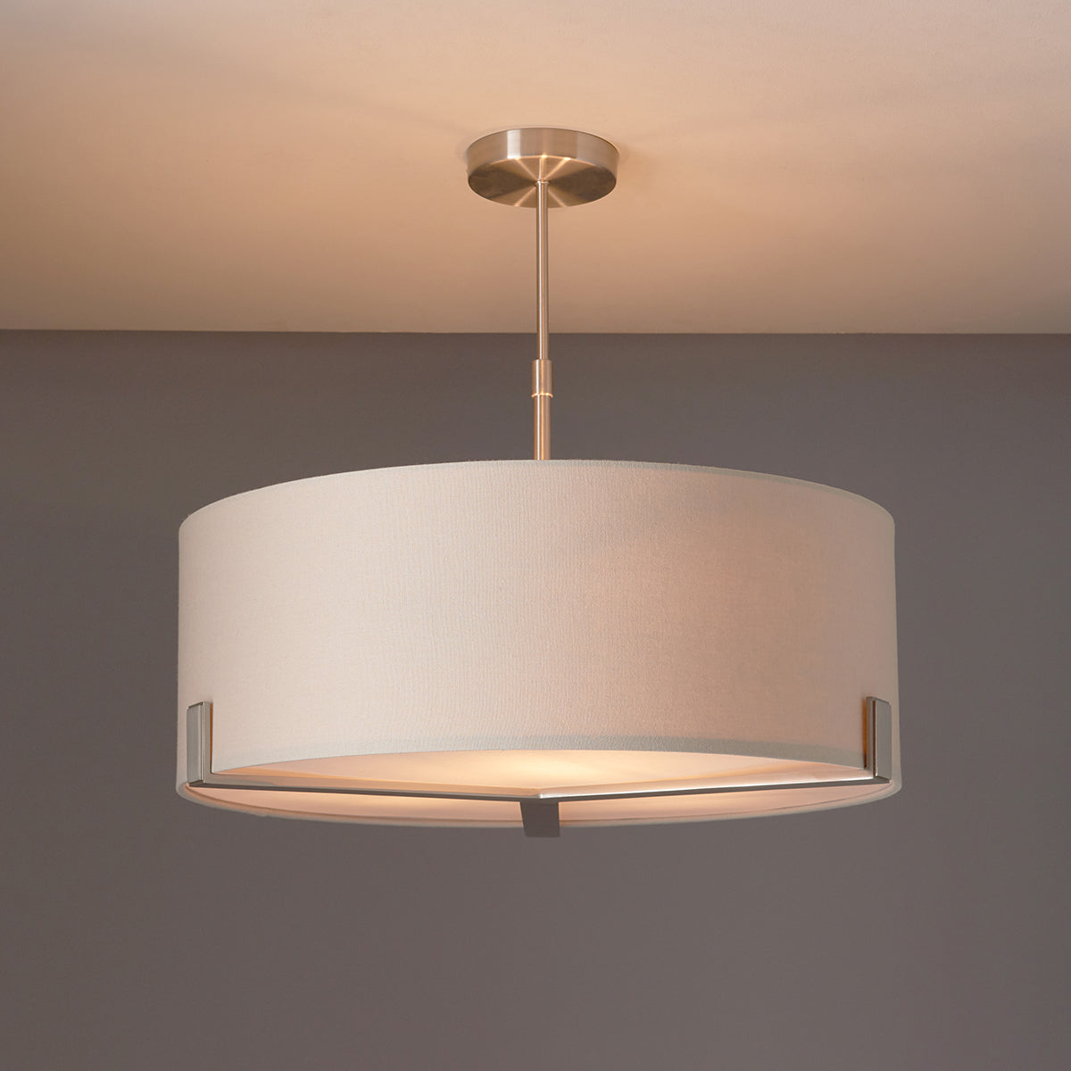 Satin nickel plate & grey fabric