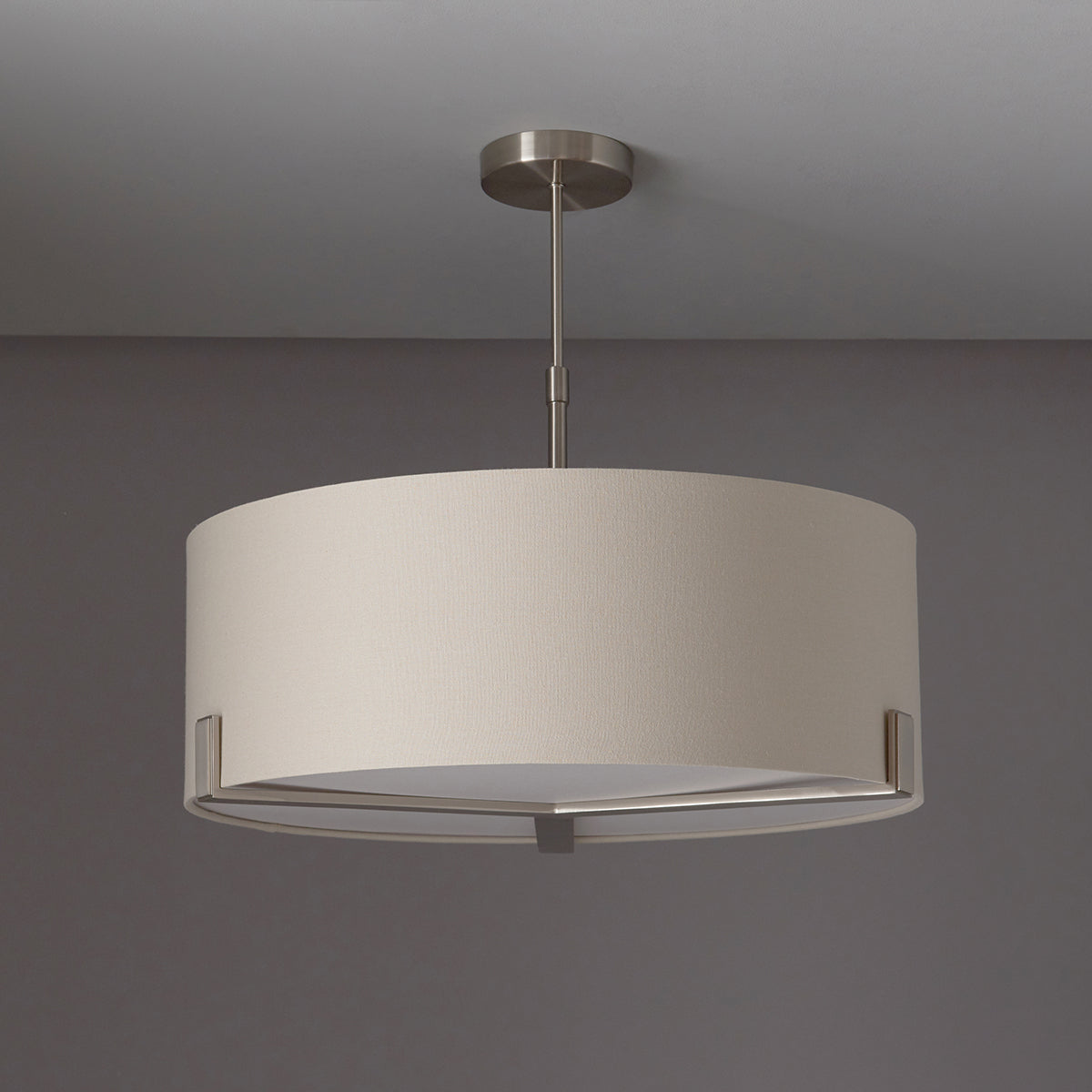 Satin nickel plate & grey fabric