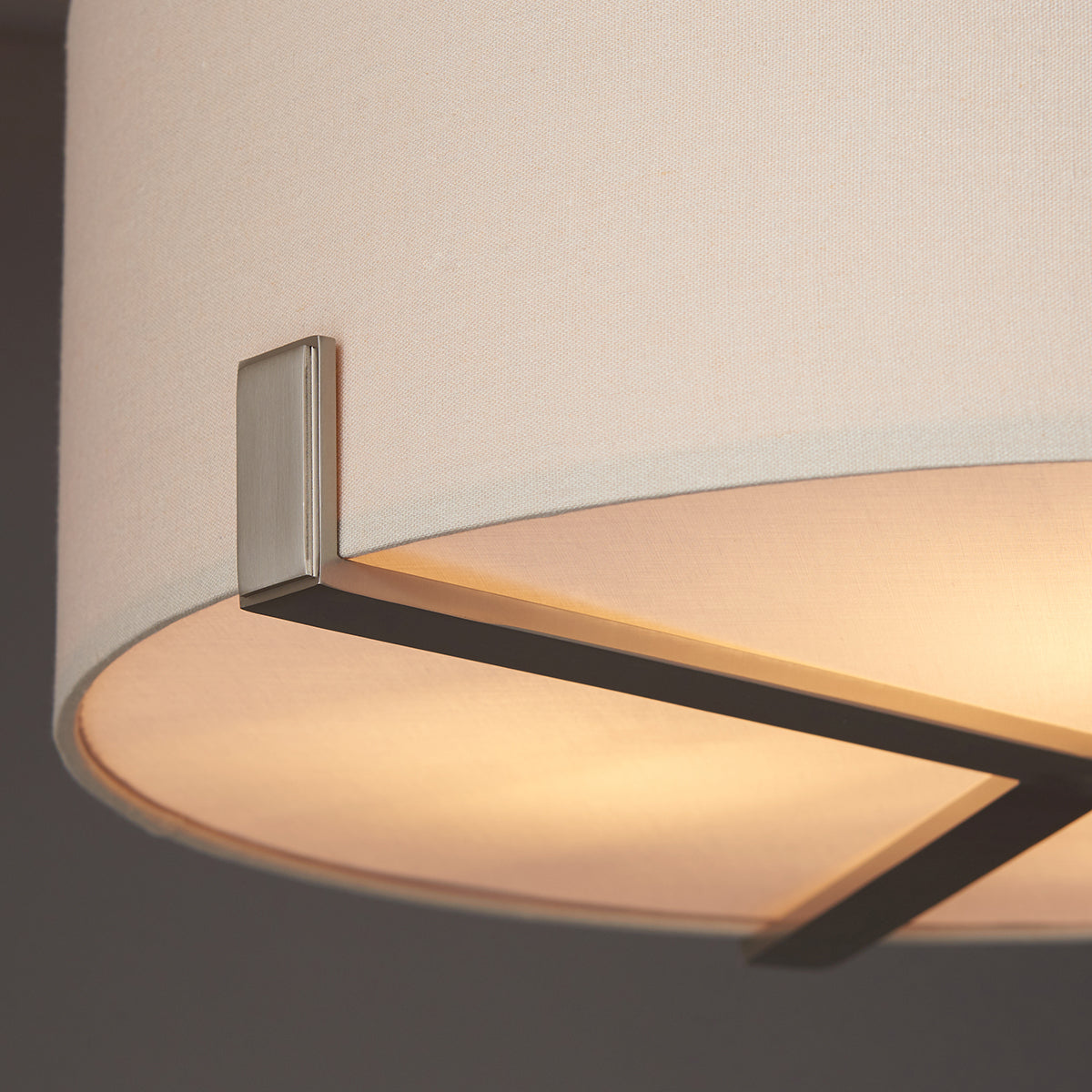Satin nickel plate & grey fabric