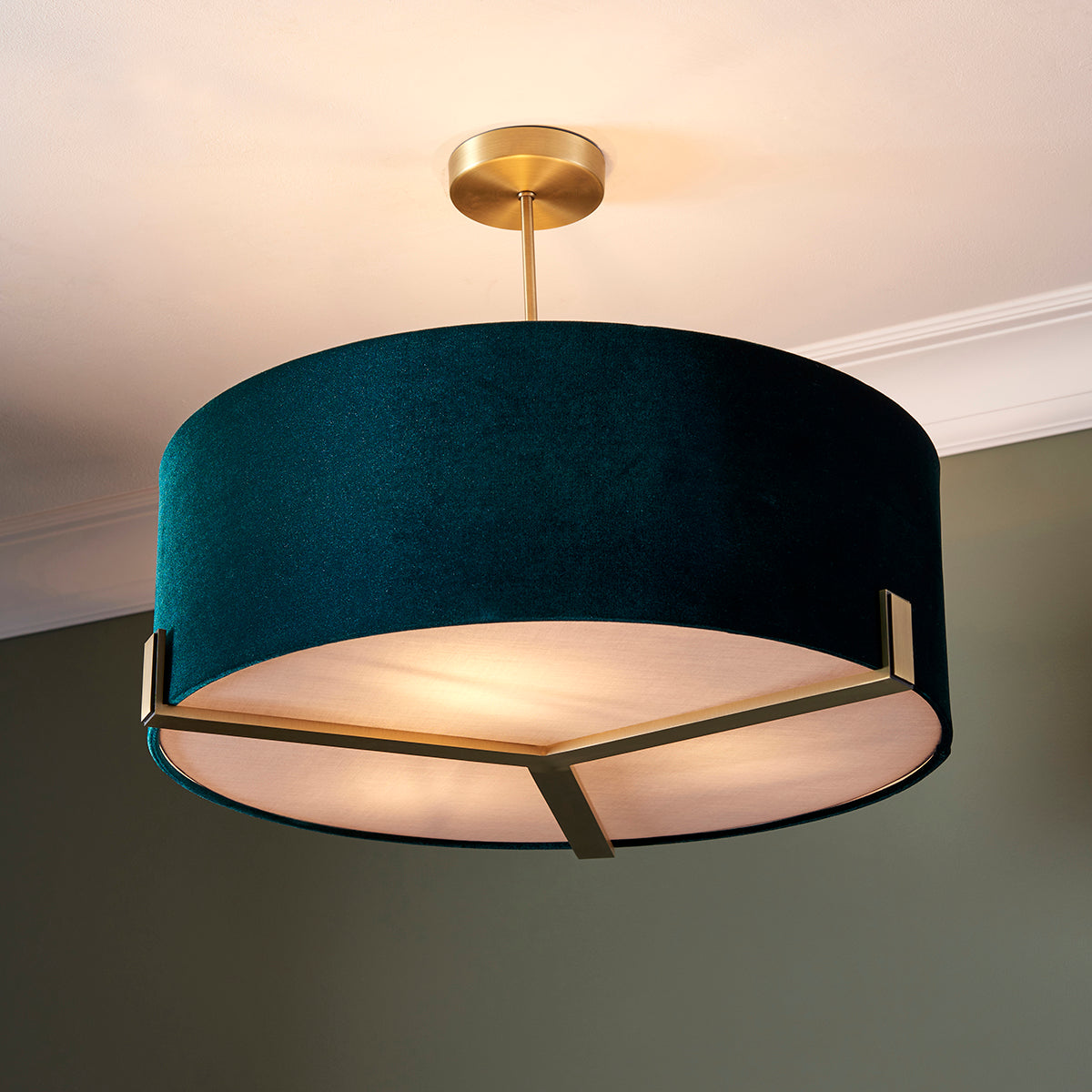Matt antique brass plate & green velvet