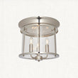 Lincoln Clear Glass Flush Light in Bright Nickel