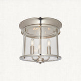 Lincoln Clear Glass Flush Light in Bright Nickel