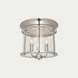 Lincoln Clear Glass Flush Light in Bright Nickel