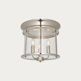 Lincoln Clear Glass Flush Light in Bright Nickel