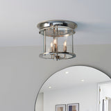 Lincoln Clear Glass Flush Light in Bright Nickel