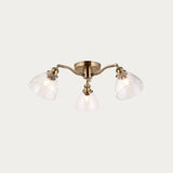Marlowe Clear Glass Three Light Semi Flush Light in Antique Brass