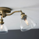 Marlowe Clear Glass Three Light Semi Flush Light in Antique Brass