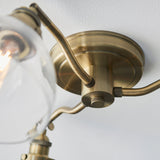 Marlowe Clear Glass Three Light Semi Flush Light in Antique Brass