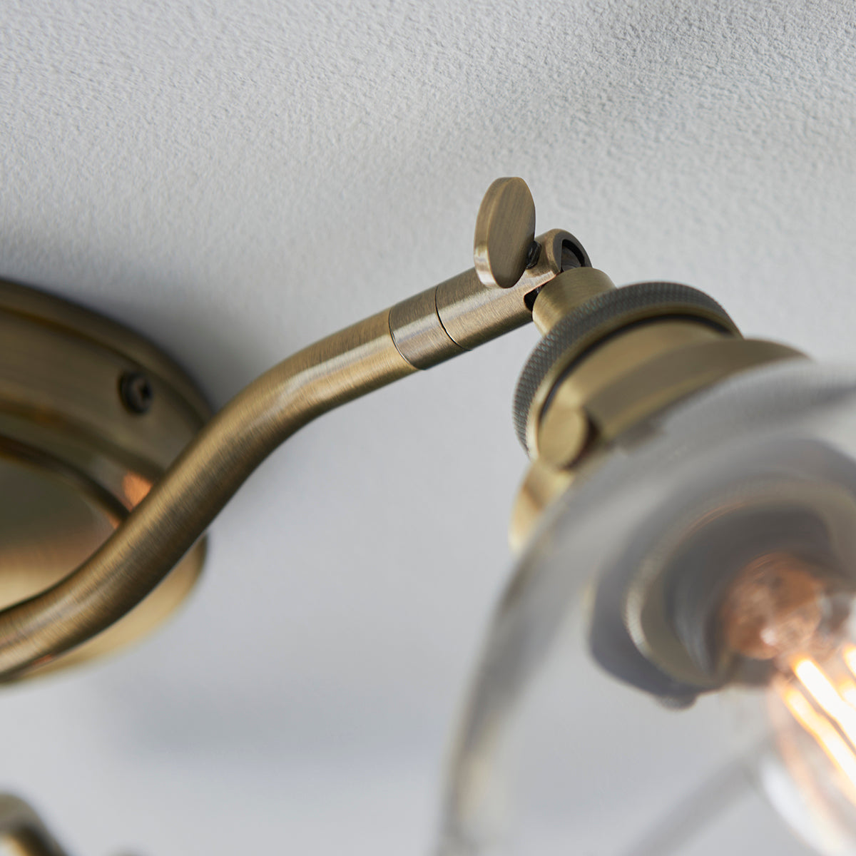 Marlowe Clear Glass Three Light Semi Flush Light in Antique Brass