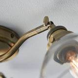Marlowe Clear Glass Three Light Semi Flush Light in Antique Brass