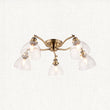 Marlowe Clear Glass Five Light Semi Flush Light in Antique Brass
