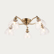 Marlowe Clear Glass Five Light Semi Flush Light in Antique Brass