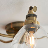 Marlowe Clear Glass Five Light Semi Flush Light in Antique Brass