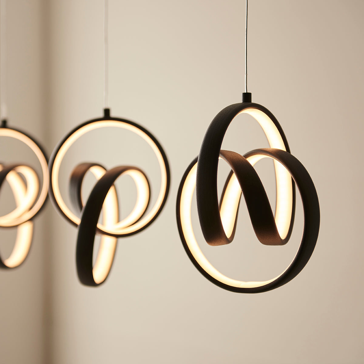 Flair Five Light Pendant in Textured Black