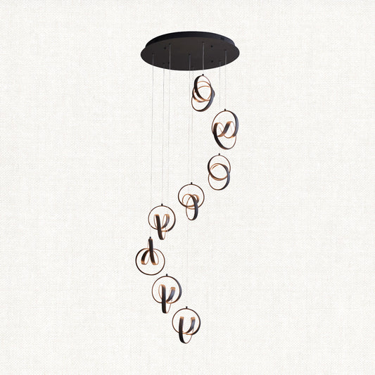 Flair Eight Light Pendant in Textured Black