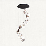 Flair Eight Light Pendant in Textured Black