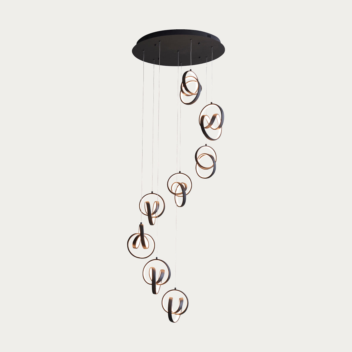 Flair Eight Light Pendant in Textured Black