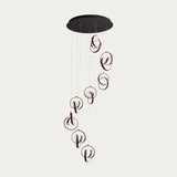 Flair Eight Light Pendant in Textured Black