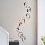 Flair Eight Light Pendant in Textured Black