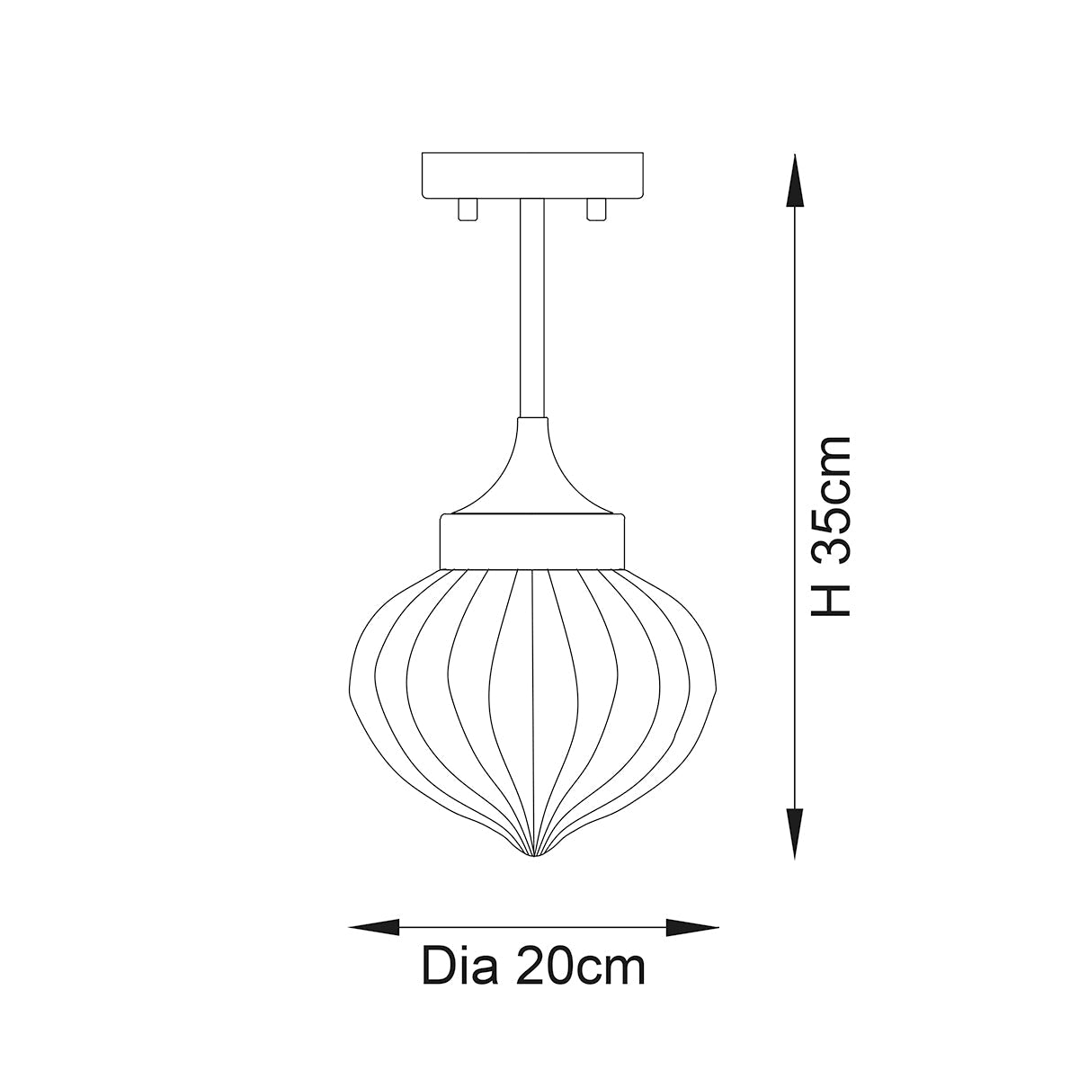 Teardrop Clear Ribbed Glass Semi Flush Light in Antique Brass