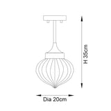 Teardrop Clear Ribbed Glass Semi Flush Light in Antique Brass