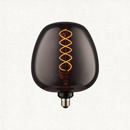 Double-Helix Round Smoked Glass Decorative Bulb