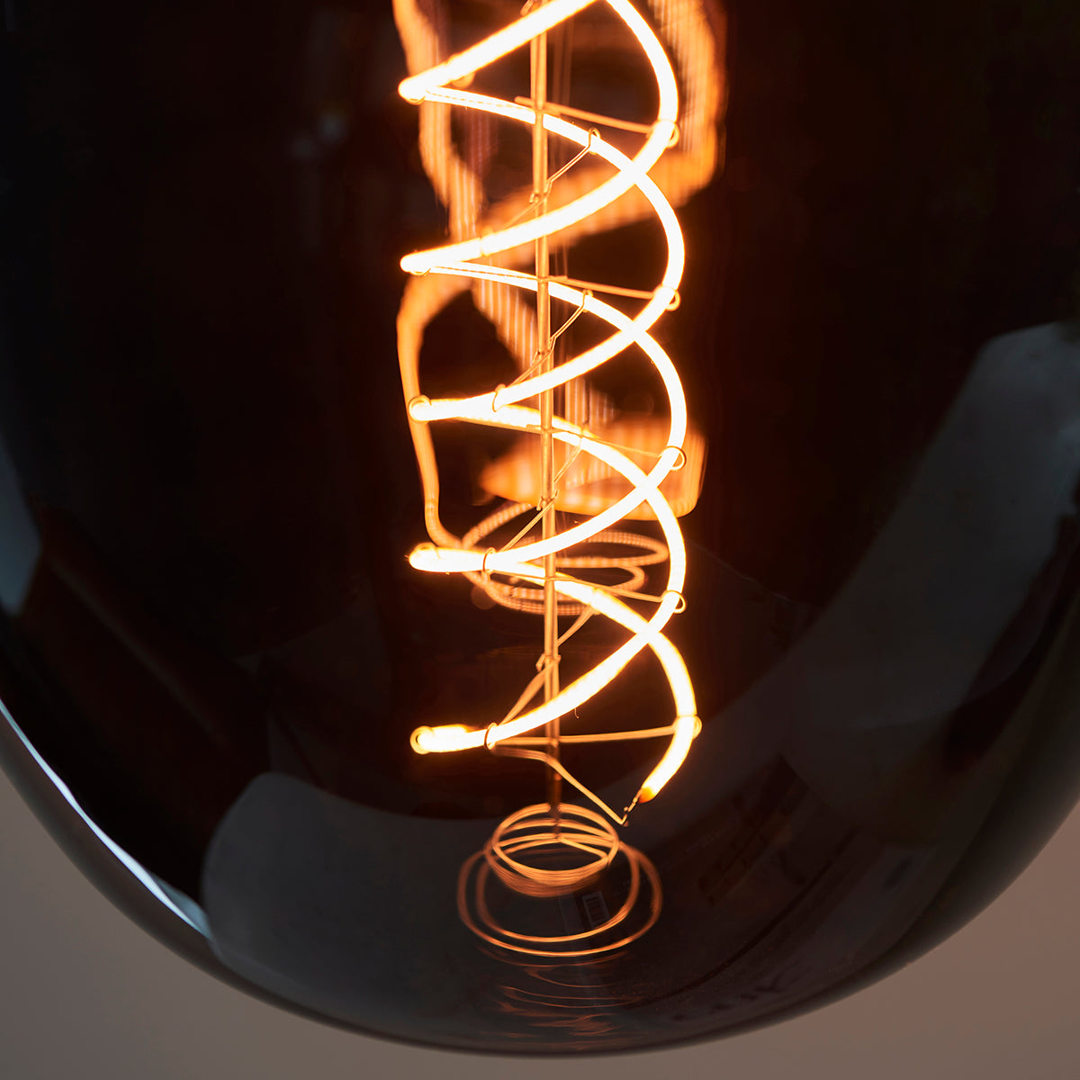 Double-Helix Round Smoked Glass Decorative Bulb