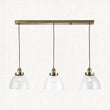 Marlowe Clear Glass Three Light Pendant in Antique Brass